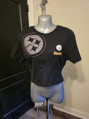 Fashion Nova Black Pittsburgh Steelers Cropped Corset Tee